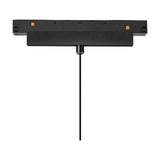 Magneto 12W Cone Dimmable Track Light in black aluminium, showing the linear track adaptor with pendant cable hanging below, on a plain white background.