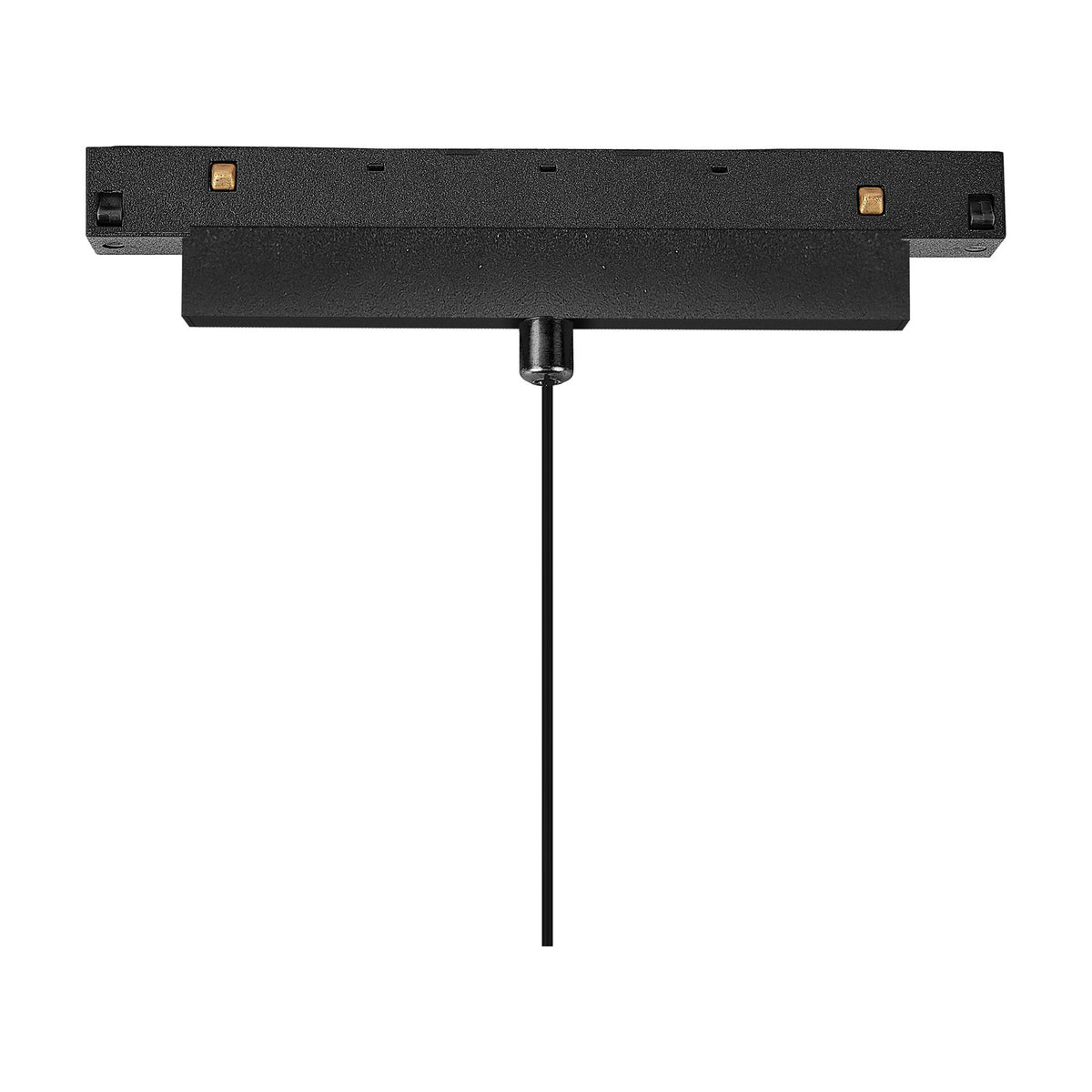 Magneto 12W Cone Dimmable Track Light in black and gold, showing the linear track adaptor with a suspended cable and cone fitting, shown on a plain white background.
