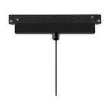 Magneto 10W Track Light in black, a slim rectangular track adaptor with gold corner connectors and a black pendant stem, shown on a plain white background.