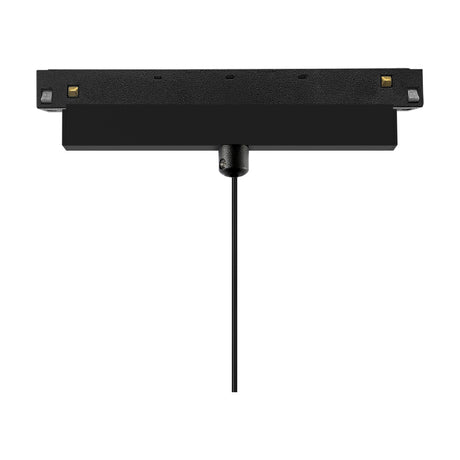 Magneto 10W Dimmable Track Light in black, showing the slim rectangular magnetic track connector with a pendant cable and small ball-head fitting, on a plain white background.