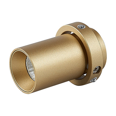 Trimasi 5W Spotlight in sand gold, a slim 37mm aluminium cylinder with adjustable ring bracket and mounting screws, shown on a plain white background.