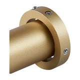 Close-up of the Trimasi Spotlight in sand gold aluminium, showing the round tubular head with a ring collar secured by visible screws, on a plain white background.