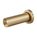 Trimasi Spotlight in sand gold, a cylindrical aluminium wall light with round mounting plate, screw fixings and integrated LED lens, shown on a plain white background.