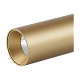 Trimasi 7W LED spotlight with slim cylindrical aluminium body in sand gold, showing the recessed lens end, on a plain white background.