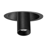 Trimasi recessed spotlight in sand black finish with round trim ring and slim cylindrical head, 7W warm white 3000K LED, shown on a plain white background.