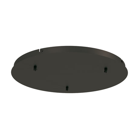 Elsa Round Canopy Kit 52cm in matte black metal, a shallow multi-point ceiling plate with three pendant outlets, shown against a plain white background.