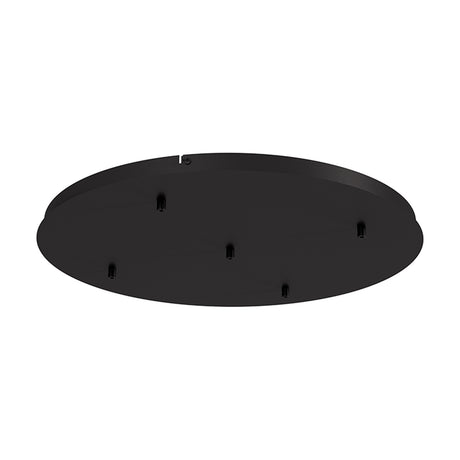 Elsa Round Canopy Kit 62cm in black metal, a shallow round multi-point ceiling plate with five outlets for pendant clusters, shown on a plain white background.