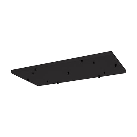 Elsa Rectangular Canopy Kit 94cm Long in black, a flat metal ceiling plate with multiple pendant fittings, shown at an angle on a plain white background.