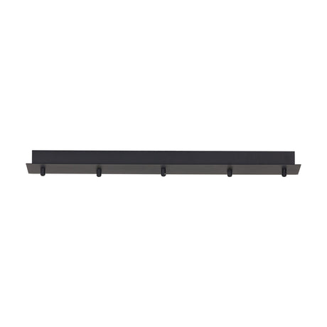 Tonic Rectangular Canopy Kit 1.1m in matte black, a narrow metal multi-point ceiling plate with five cable outlets for grouping pendant lights, shown on a plain white background.