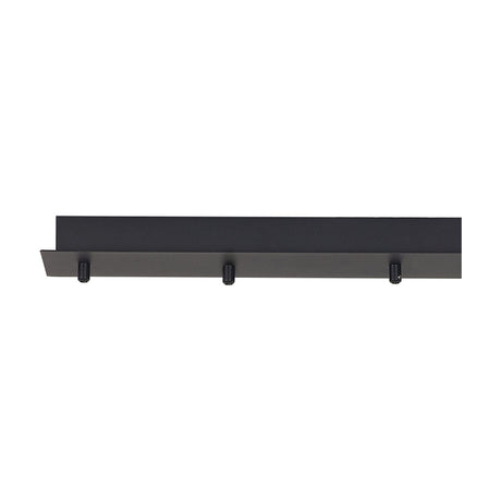 Tonic Rectangular Canopy Kit, a long narrow black metal ceiling plate with three visible mounting points along its length, shown on a plain white background.