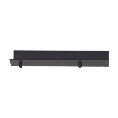 Tonic Rectangular Canopy Kit 85cm in black metal, a narrow ceiling plate with two visible mounting points, shown on a plain white background.