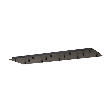 Tonic Rectangular Canopy Kit 90cm Long in black metal, a slim rectangular multi-pendant ceiling plate with fourteen flex openings, shown on a plain white background.