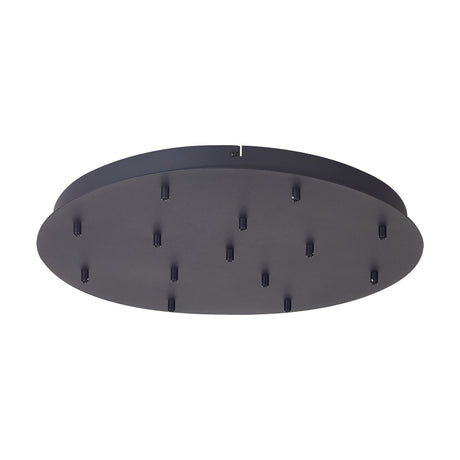 Tonic Round Canopy Kit 60cm in black, a shallow multi-point ceiling plate with multiple flex holes for grouping pendants, shown on a plain white background.