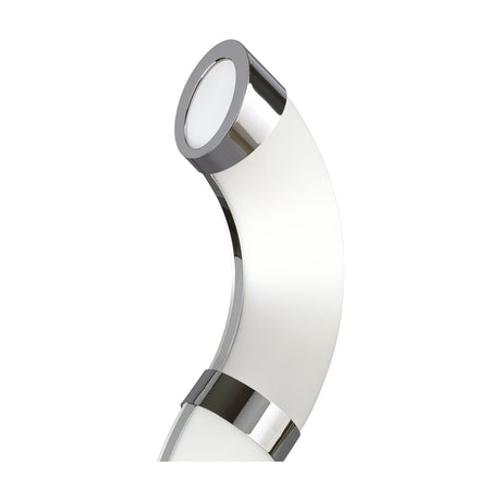 Tavira Round Downlight in black, curved chrome-effect wall light fixture with white diffuser and circular top light on a plain white background.