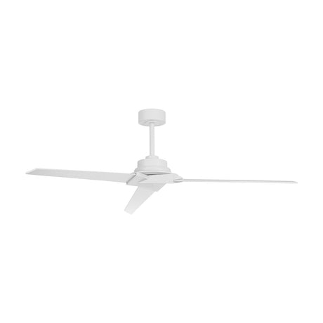 Brisa ceiling fan with integrated light, white finish, three angular blades and central white motor housing, shown on a plain white background.