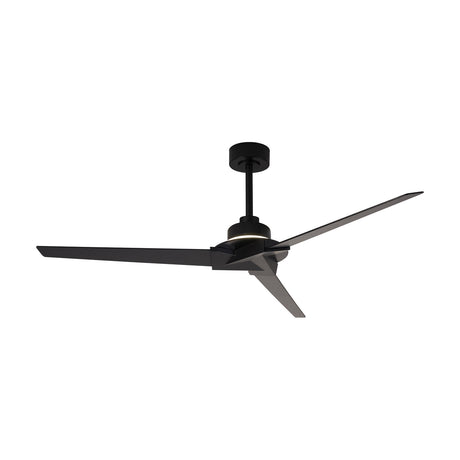 Brisa Single Ceiling Fan with Light in black, featuring three angled blades, a rod mount, and an integrated LED centre light, shown on a plain white background.