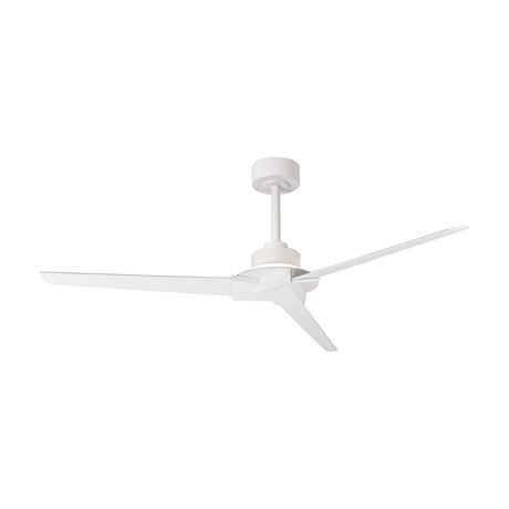 Brisa Single Ceiling Fan with Light in white, showing three slim angled blades and a central integrated LED fixture on a short stem, set against a plain white background.