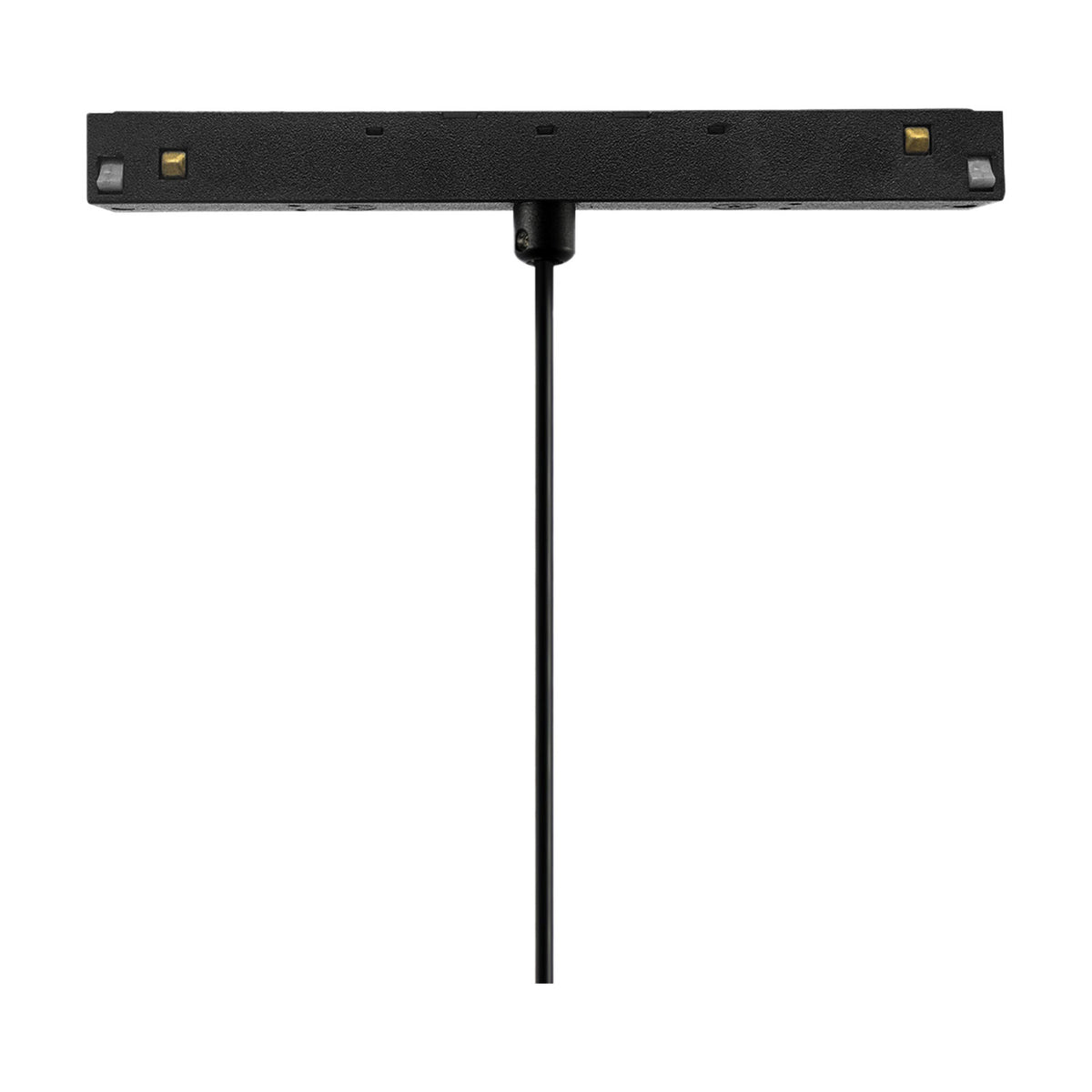 Magneto 5W Track Light, a slim black aluminium bar with connectors on a suspension cable, 20cm long, 4000K cool white LED, shown on a plain white background.