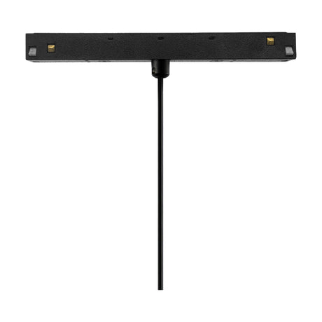 Magneto 5W Track Light, a slim black aluminium bar with connectors on a suspension cable, 20cm long, 4000K cool white LED, shown on a plain white background.