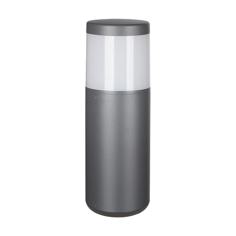 Chicago E27 IP65 round post light in anthracite, 12cm profile with a frosted cylindrical diffuser and domed cap, shown against a plain white background.