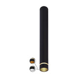 Split GU11 Spotlight, a slim black cylindrical ceiling fixture, 40mm diameter and 30cm long, with a gold-toned inner ring at the downward opening, shown on a plain white background.