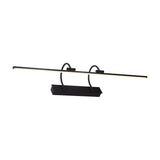 Paracuru 18W LED wall light with a long slim black bar, curved dual arms, and rectangular wall plate, shown on a plain white background.
