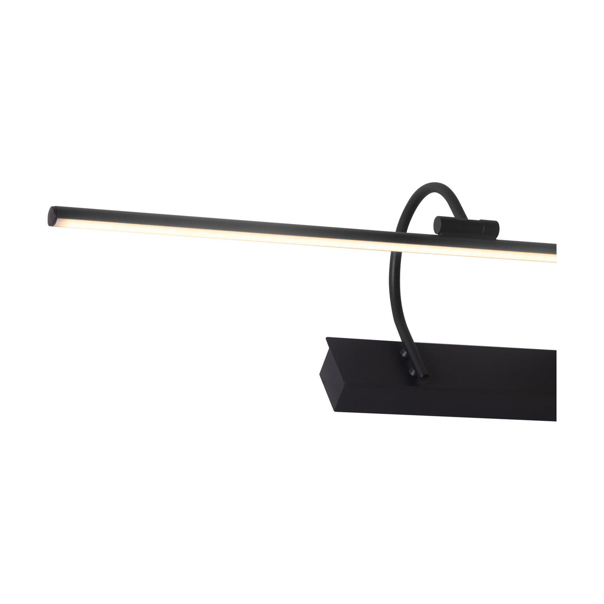 Paracuru 18W LED wall light in sand black, a slim extended-arm picture light with a curved bracket and rectangular wall mount, shown against a plain white background.