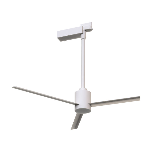 Monkey Ceiling Fan with Light 84cm in white, featuring a slim rod mount, cylindrical motor housing, and three slender blades, shown against a plain white background.