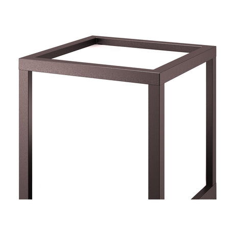 Close-up of the Utah E27 IP65 post light's square open-top aluminium frame in a sand brown finish, shown on a plain white background.