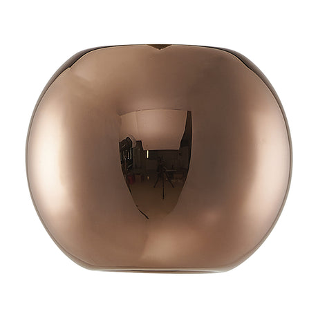 Andromeda Round Lamp Shade 13cm in copper glass, small domed globe shape with reflective metallic finish, shown on a plain white background.