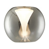 Andromeda Round Lamp Shade 13cm in Chrome, a small round glass shade with mirrored chrome outer and frosted funnel centre, shown lit against a plain white background.