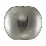 Andromeda Round Lamp Shade 13cm in mirrored chrome glass with a frosted inner funnel, shown as a compact spherical shape on a plain white background.