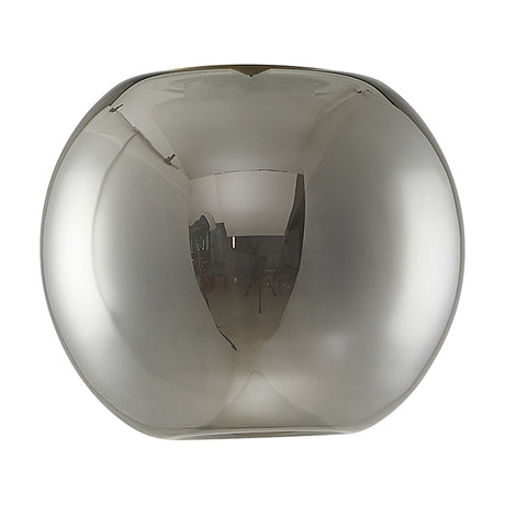 Andromeda Round Lamp Shade 13cm in mirrored chrome glass with a frosted inner funnel, shown as a compact spherical shape on a plain white background.