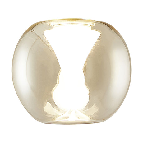Round amber glass lamp shade, 13cm, with a frosted funnel inset for the Andromeda pendant, shown on a plain white background.