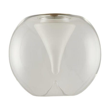 Andromeda Round Lamp Shade 13cm in clear glass with a frosted inner funnel, shown on a plain white background.