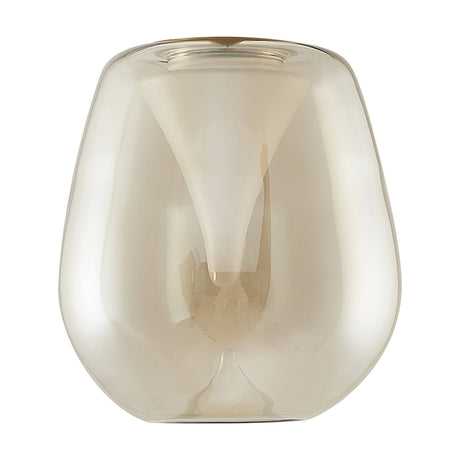 Wine Glass Lamp Shade 12cm in amber glass with a frosted inner funnel, upturned wine glass shape, shown on a plain white background.