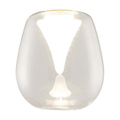 Andromeda Lamp Shade 12cm in clear glass, an upturned wine glass shape with a frosted inner funnel visible through the clear outer bowl, shown on a plain white background.