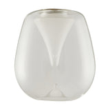 Andromeda Lamp Shade 12cm in clear glass, rounded body tapering to a neck with an inner frosted funnel visible through it, shown on a plain white background.