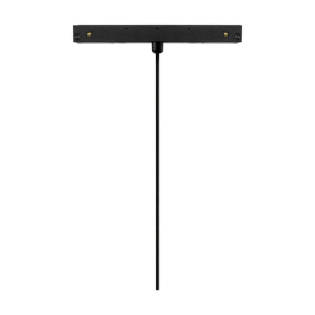 Magneto 7W Dimmable Track Light in black with a slim aluminium track bar, integrated LED head on a long thin suspension rod, shown on a plain white background.