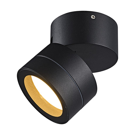 Saler 12W IP65 Dimmable Outdoor Wall Light in black, a small round fixture with a tilting head and visible mounting screw, shown on a plain white background.