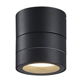 Saler IP65 Outdoor Wall Light in black, showing the compact cylindrical fixture with tiered aluminium body and recessed GX53 lamp, on a plain white background.