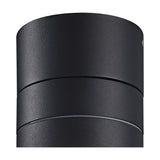 Close-up of the Saler IP65 Outdoor Wall Light in black aluminium, showing the cylindrical housing with a horizontal seam and diffuser strip, set against a plain white background.