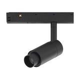 Magneto Dimmable Track Light in black, showing a cylindrical zoom spotlight head on an adjustable arm clipped to a magnetic track, 7W LED, 3000K, on a white background.