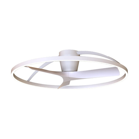 Nepal Ceiling Fan with Light 1m in white, featuring a circular integrated LED ring and three white fan blades with a central motor housing, shown on a plain background.