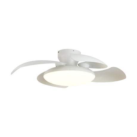 Aloha Ceiling Fan with Light 83cm in white, featuring three curved iron blades and a central opal polycarbonate LED light globe, shown on a plain white background.