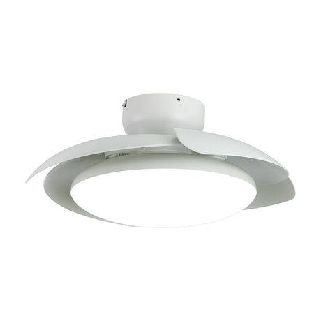 Aloha Ceiling Fan with Light 83cm in white, showing curved iron blades around a circular LED light panel with integrated fan body, on a plain white background.
