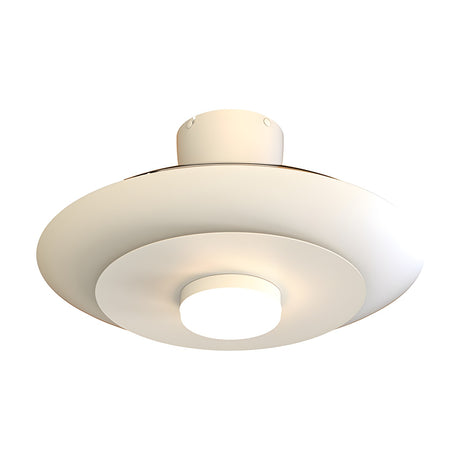 Kyoto Ceiling Fan with Light 1.06m in white, a broad domed disc fixture with central integrated LED globe, shown on a plain white background.