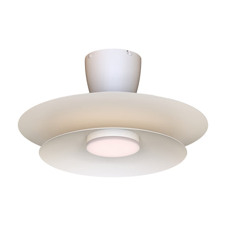 Patagonia 1.06m ceiling fan with light in white, LED disc centred beneath a wide flat blade canopy, ceiling mount visible above, shown on a plain white background.