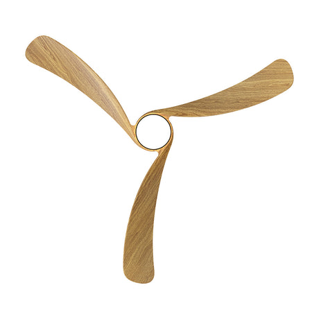 Nemo ceiling fan with light, three curved wood-finish blades around a central white circular light housing, shown on a plain white background.