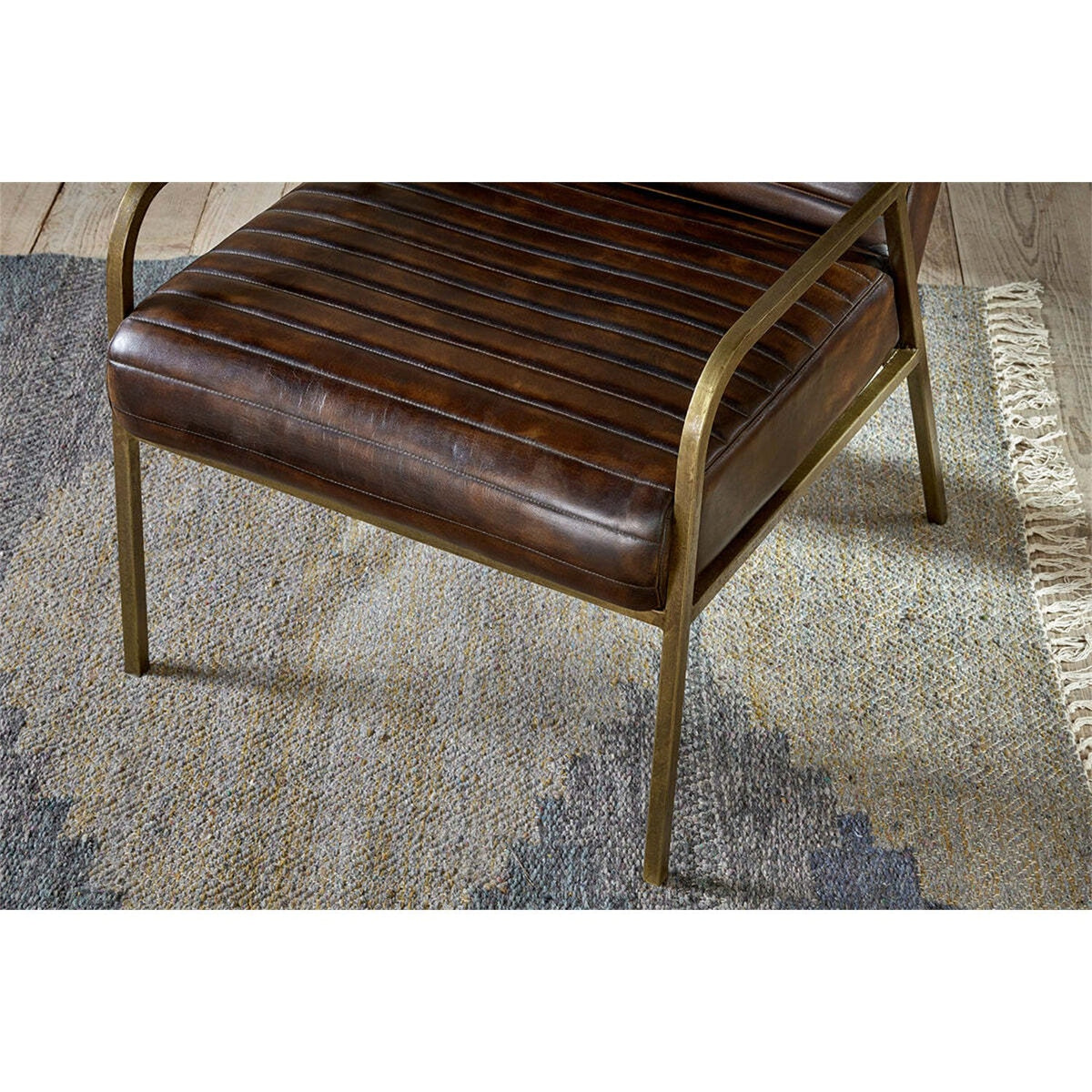 Mirai Ribbed Leather Armchair - Chocolate Brown
